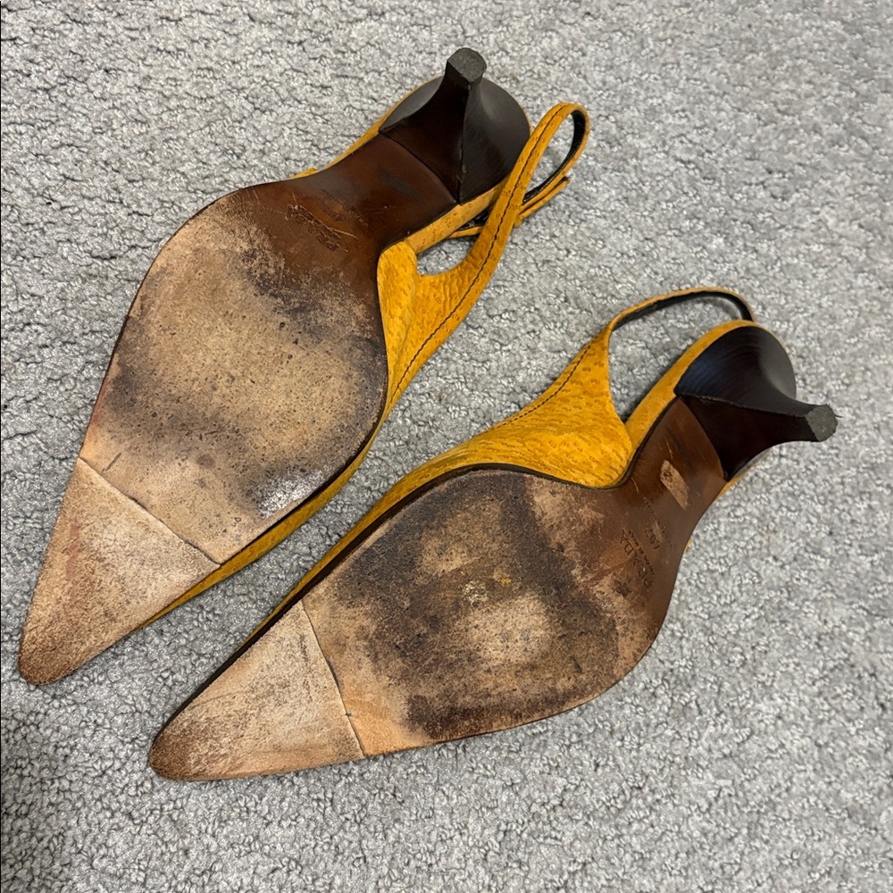 Prada Vintage Mustard Yellow Slingback Heels 40.5 - Picture 7 of 9